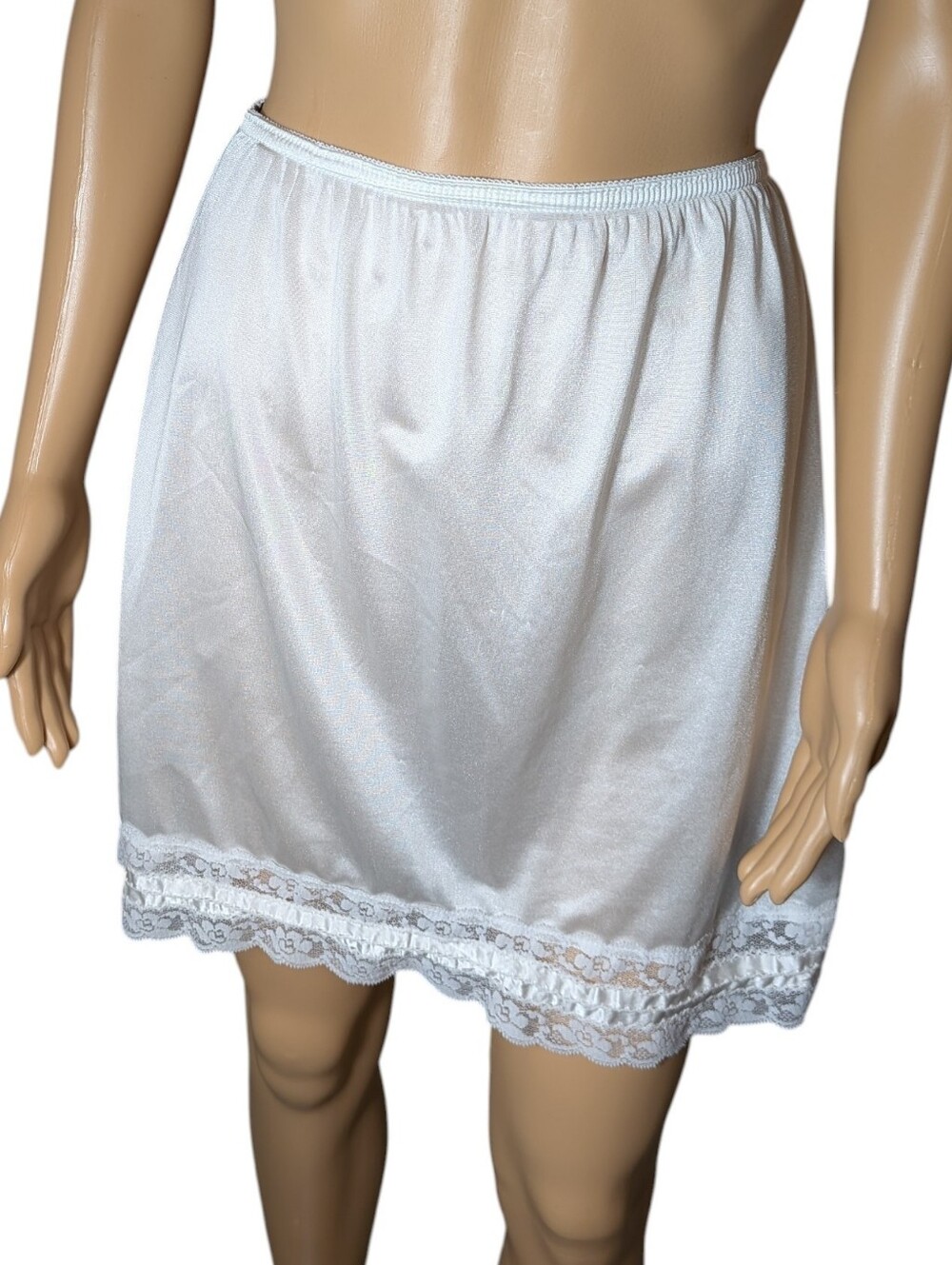 Vintage Mini Skirt Slip Lace Trim
